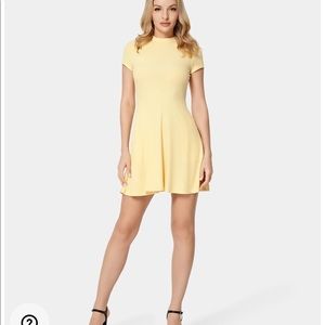 Halara Cap Sleeve Back Button Ribbed Knit Mini Flare Dress